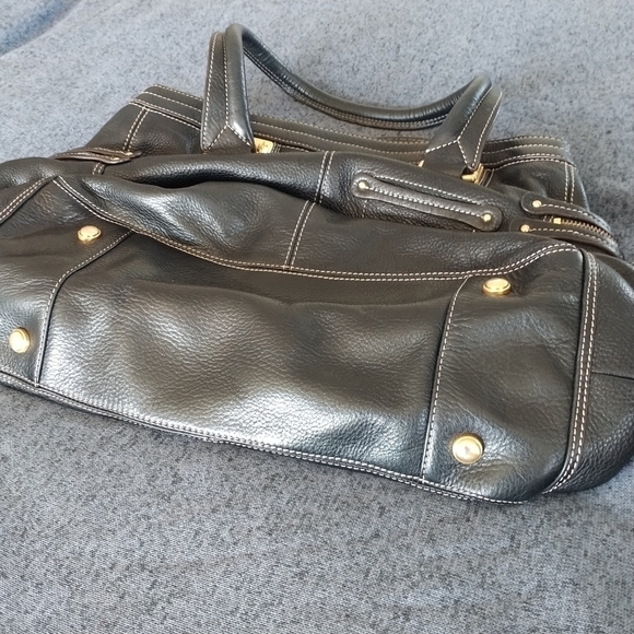 B Makowsky Black Pebble Leather Satchel Shoulder Bag - Picture 11 of 14